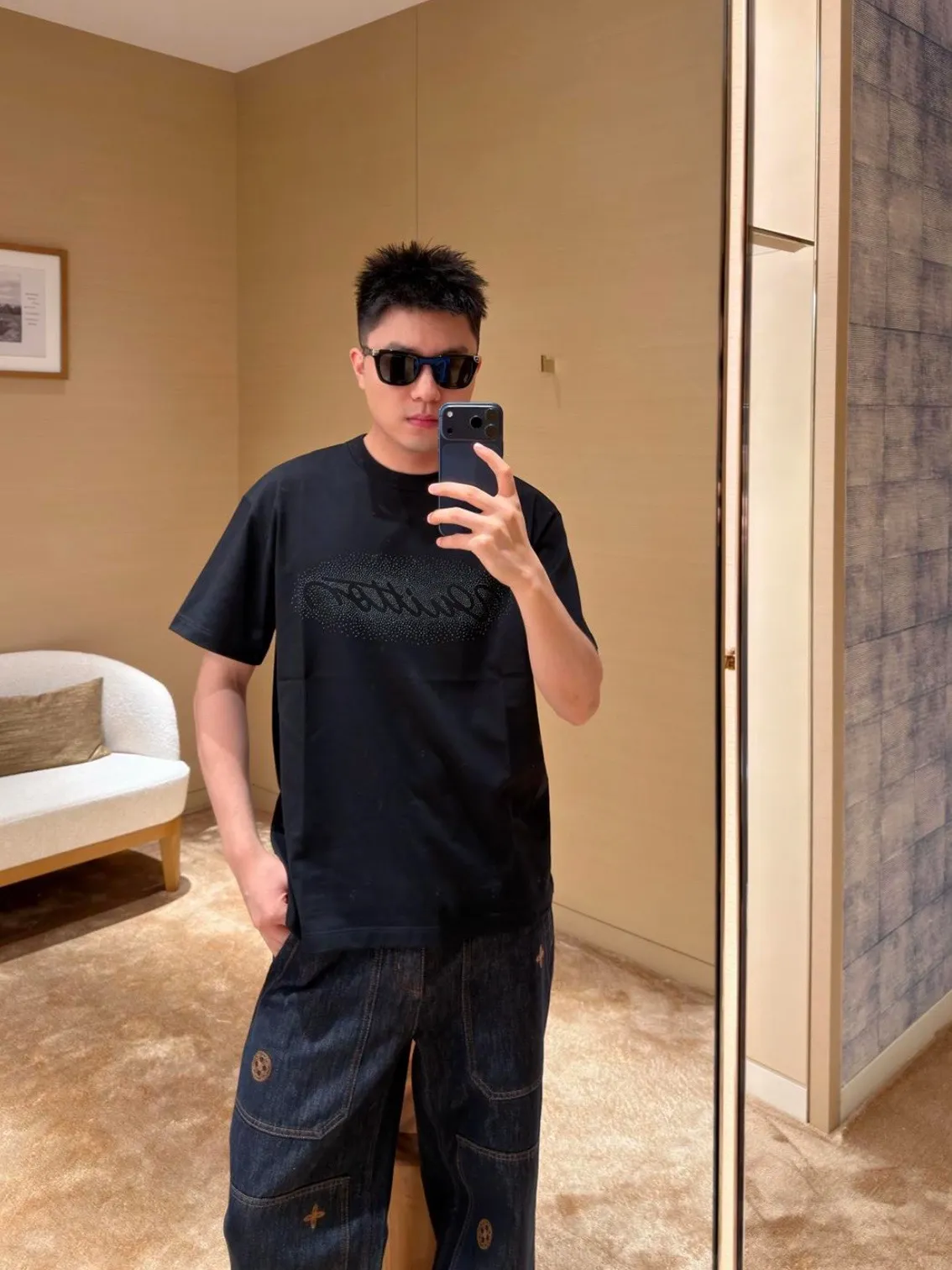 Louis Vuitton/Louis Vuitton Iron-On Letter Short Sleeve
